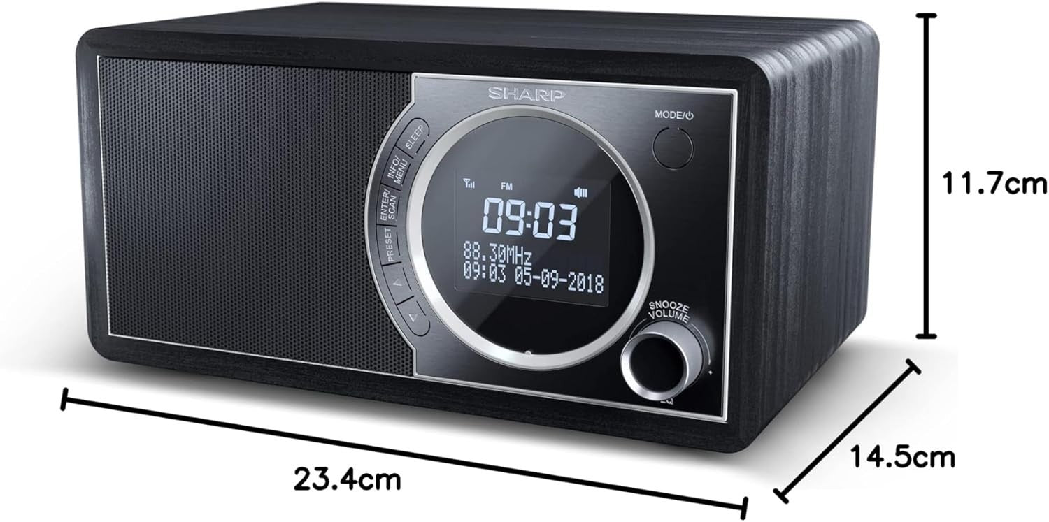 Digital DAB+/FM Radio with Bluetooth 4.2 | Wooden Speaker, Alarm