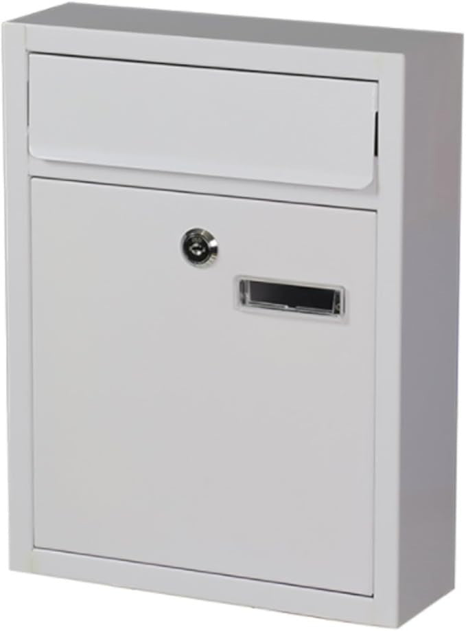 Wall Mount Locking Mailbox Metal Drop Box Secure Slot Postbox for Home Office