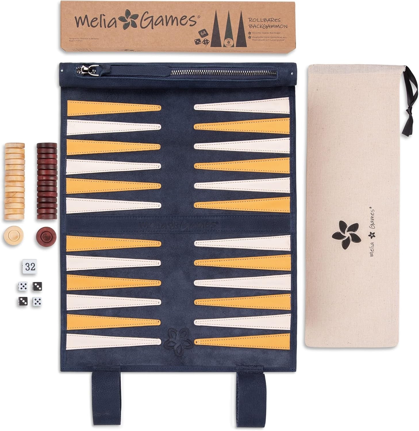 Luxury Travel Backgammon Set Genuine Leather Roll Up Portable Strategy Game