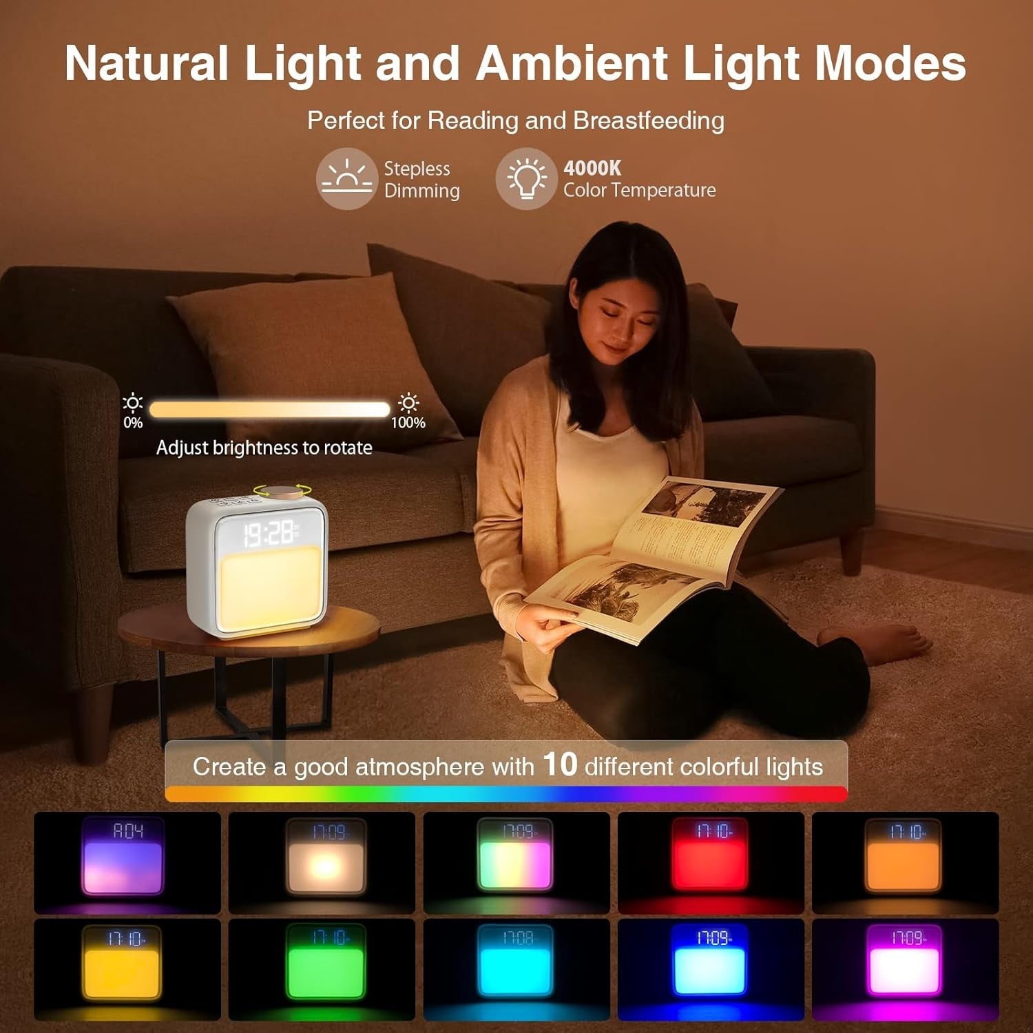 Sunrise Alarm Clock Wake Up Light Heavy Sleepers Night Light Dual Alarm