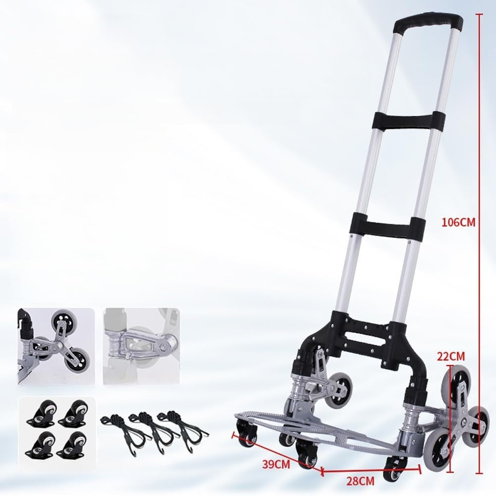 330lb Stair Climbing Hand Truck Folding Trolley 10 Wheels Adjustable Handle