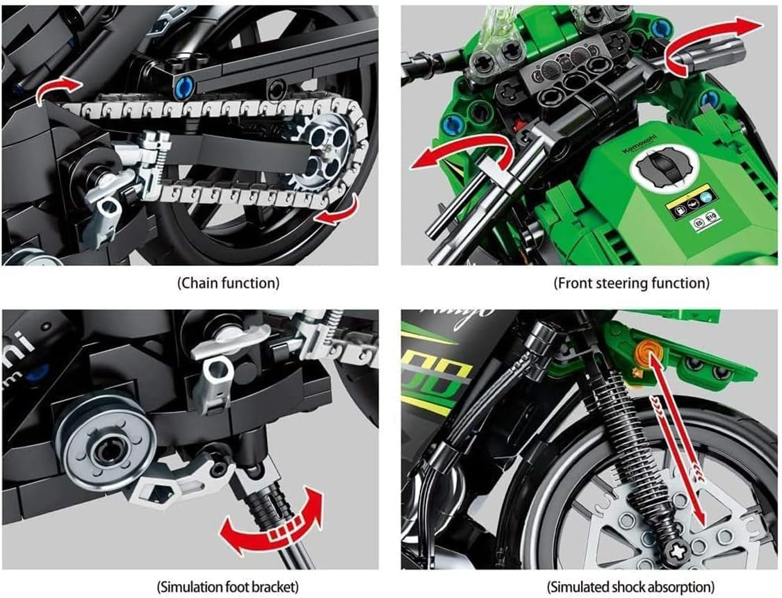 862 Pcs Motorcycle Model Kit, Realistic Design, Easy Build for Kids & Adults