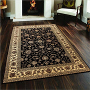Black Floral Oriental Area Rug 120x170cm Soft Low Pile Luxury Room Carpet