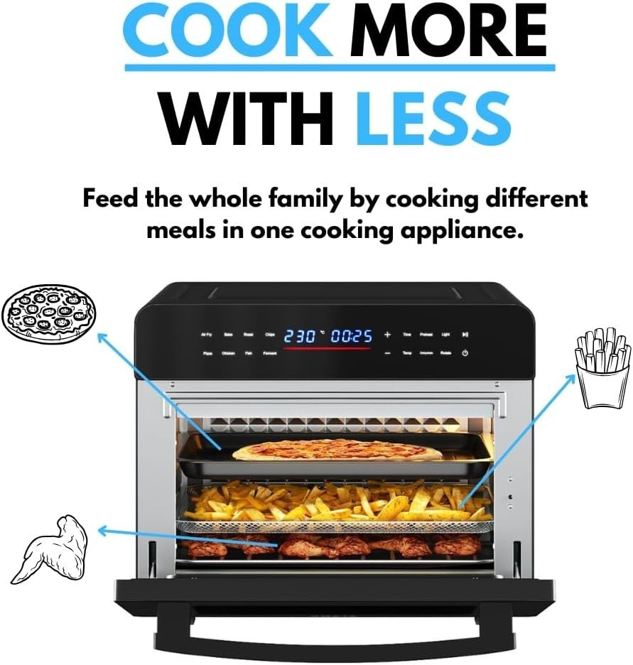 25L Air Fryer Oven Digital Rotisserie 10 Functions Convection Pizza Bake