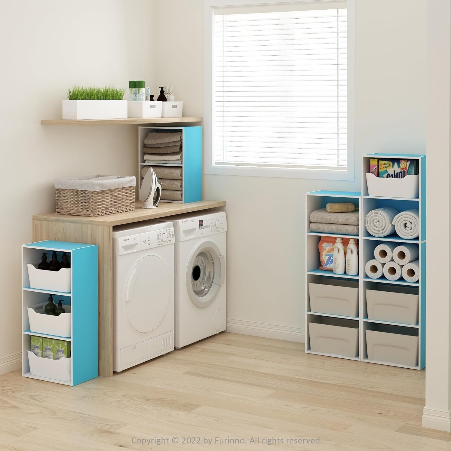 4 Tier Bookcase Small Storage Shelf Compact Organizer Bookshelf Display Blue