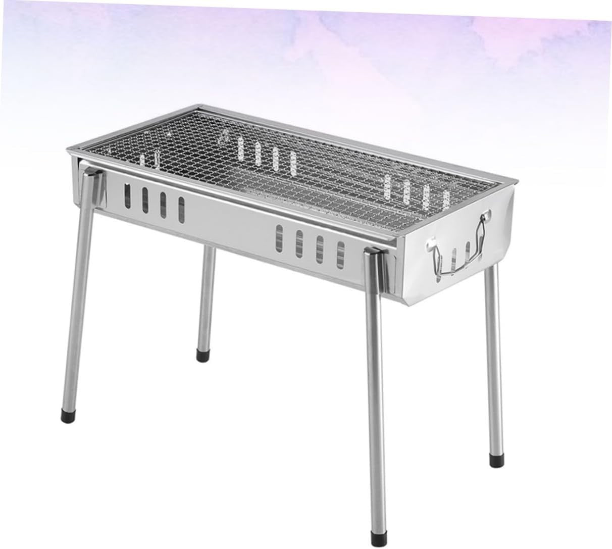 Portable Stainless Steel Charcoal BBQ Grill with Folding Legs Outdoor Camping