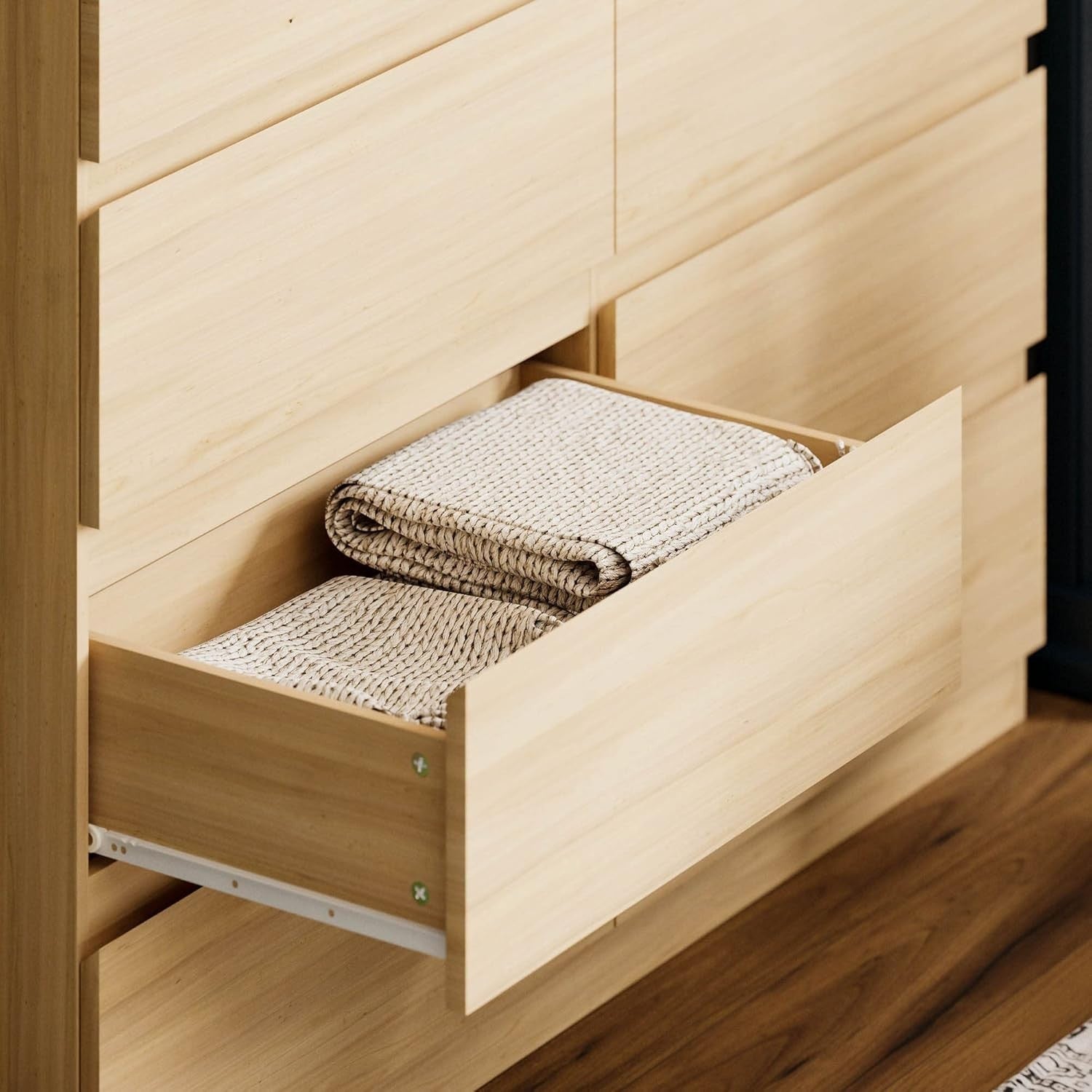 8 Drawer Chest Modern Wide Tallboy Storage Unit Pine Wood Finish