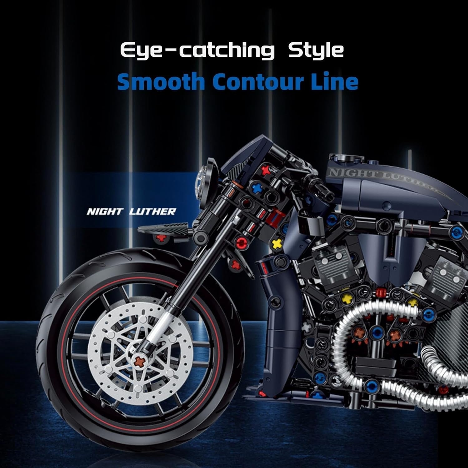 Realistic 623pcs Motorcycle Model Kit with Suspension & Moving Parts