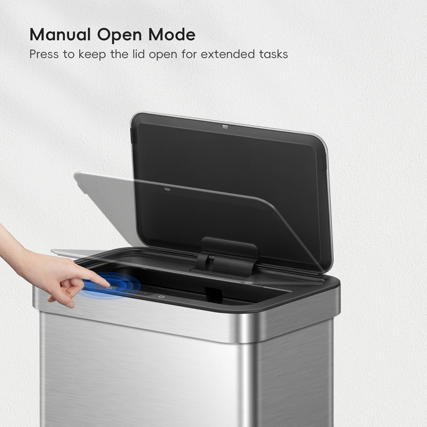 80L Motion Sensor Kitchen Bin Stainless Steel Rectangular