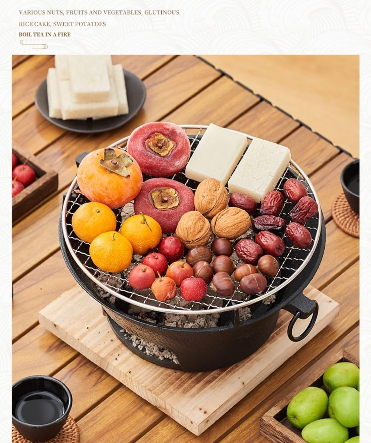 Cast Iron Charcoal Grill Portable Tabletop BBQ Hibachi Stove Camping Outdoor 11"
