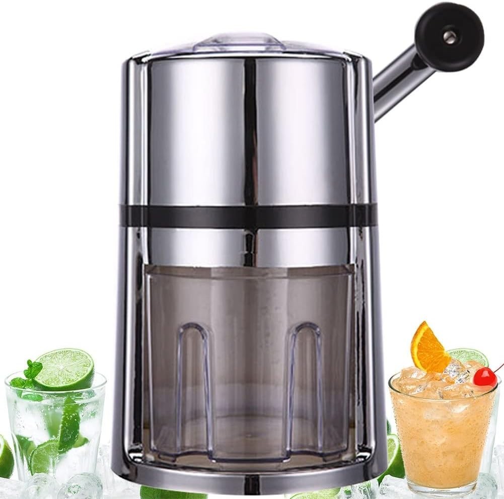 Manual Ice Crusher Hand Crank Stainless Steel Slush Shaver Home Bar