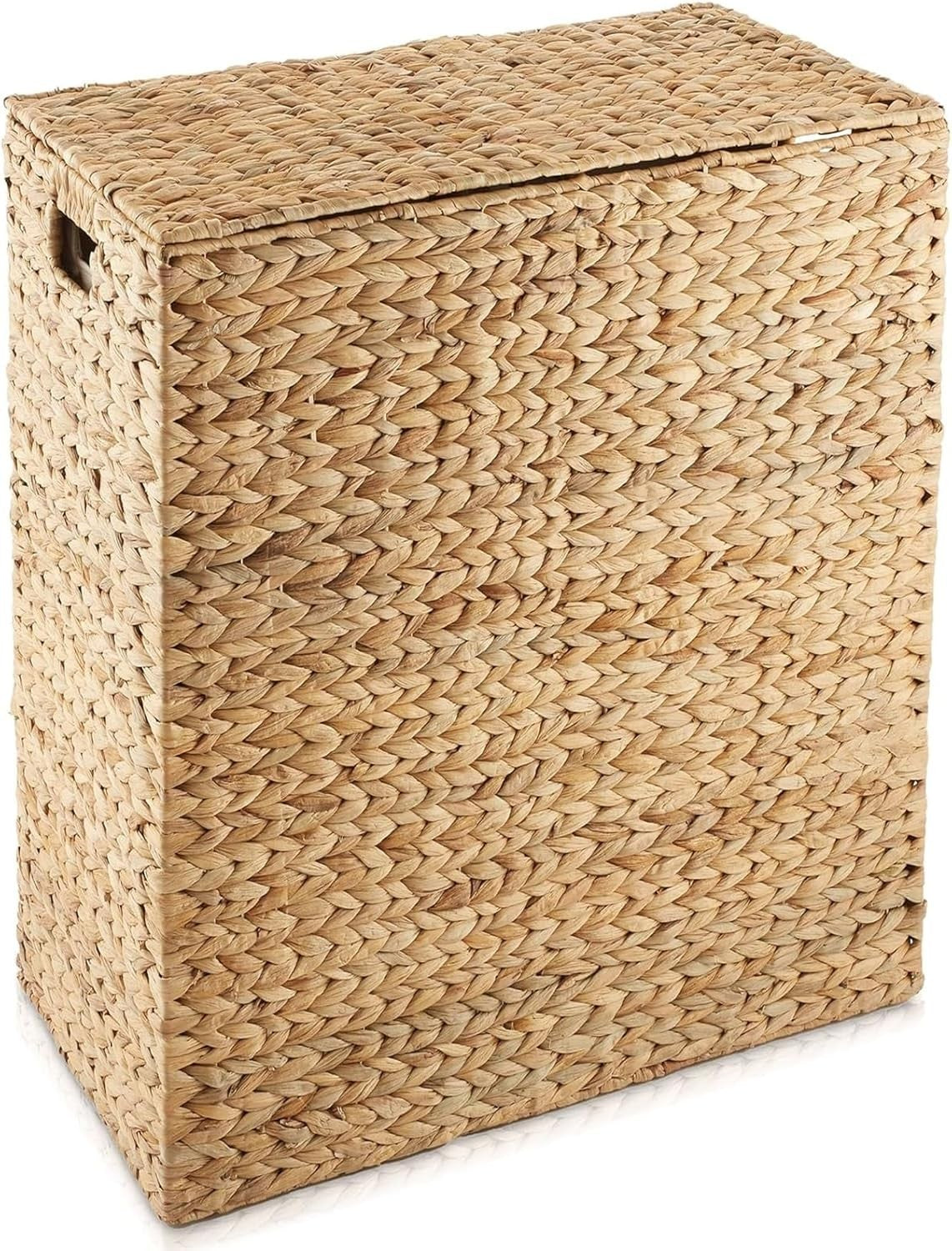 Extra Large Water Hyacinth Laundry Hamper with Lid & 2 Liners | 70cm Basket