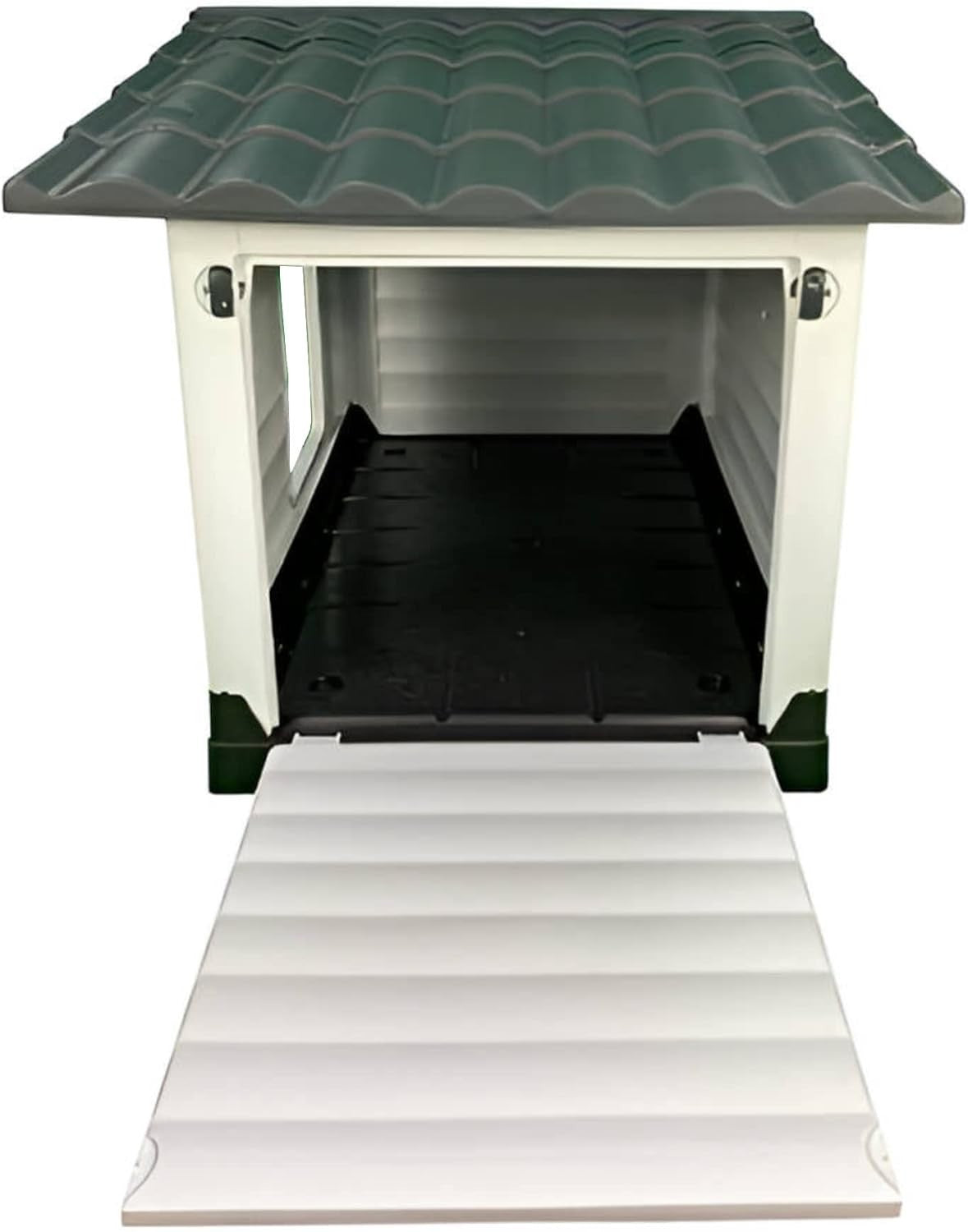 Outdoor Plastic Dog Kennel with Ramp Door, Weatherproof & Easy Clean 111x84x80cm