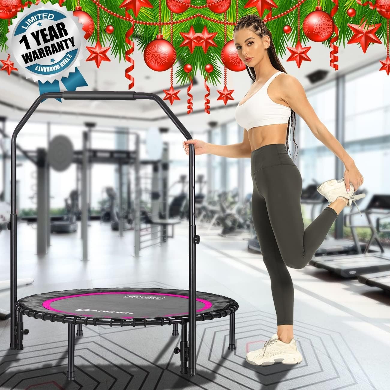 45in Heavy Duty Rebounder Mini Trampoline Quiet Bungee 200KG