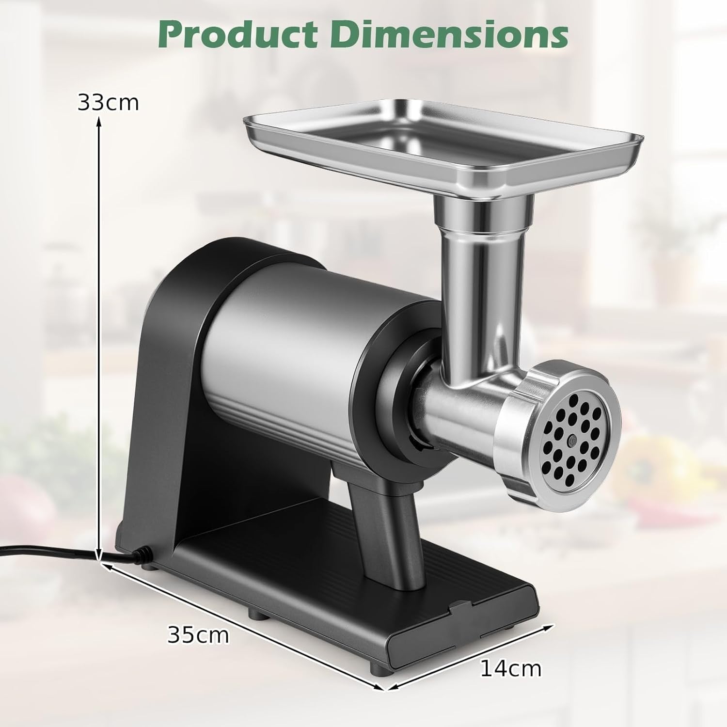 2000W Electric Meat Grinder Sausage Maker 3 Plates Kibbe Kit