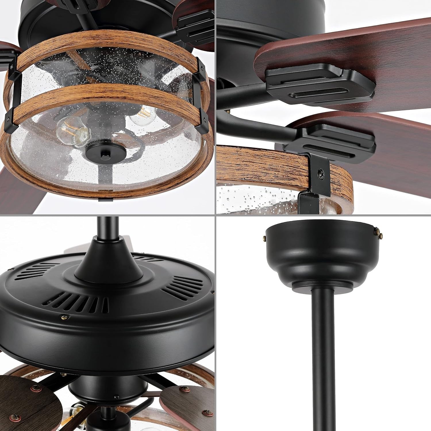 JONATHAN Y Joanna 52" LED Ceiling Fan, Rustic Iron/Wood, App & Remote