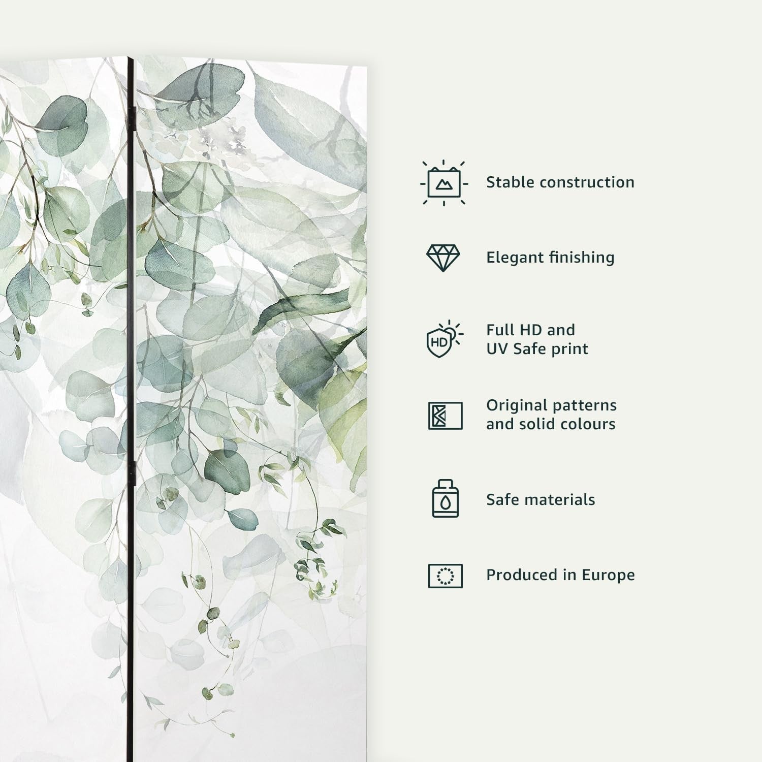 Retro Vintage Clock Print Room Divider 5-Panel Double-Sided Folding Screen