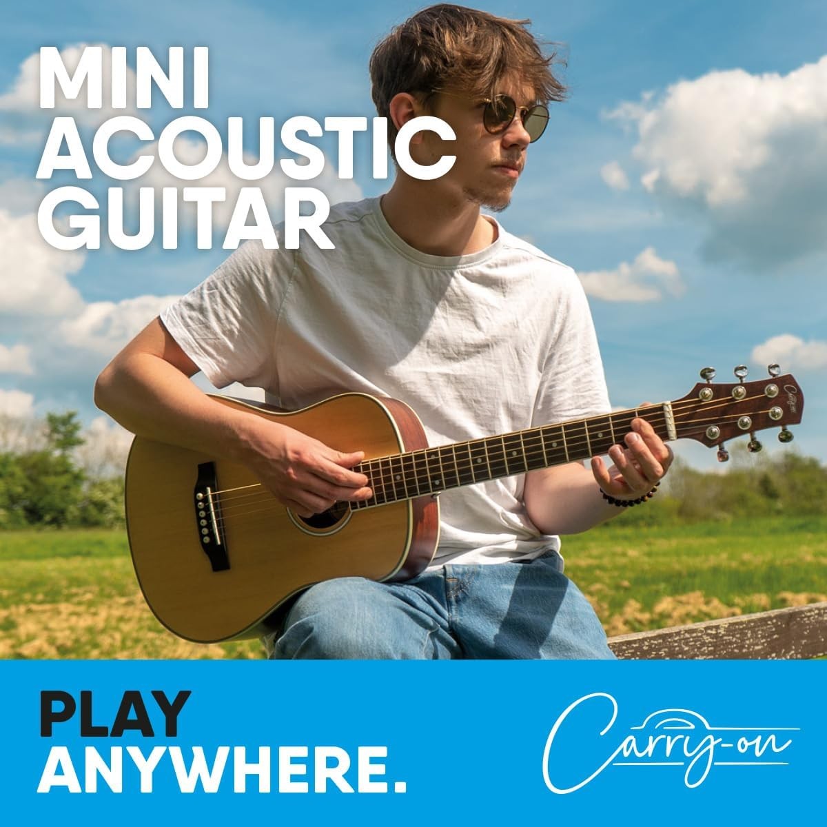 3/4 Size Mini Acoustic Guitar Travel Steel String Natural