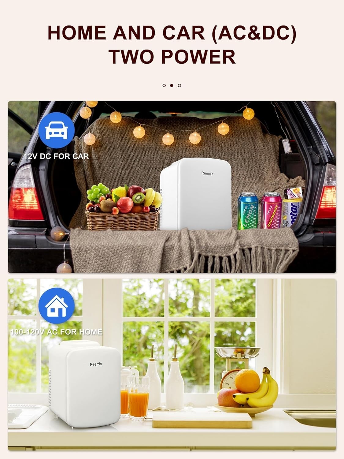 4L Mini Fridge Portable AC/DC Cooler Warmer Bedroom Car Pearlescent White