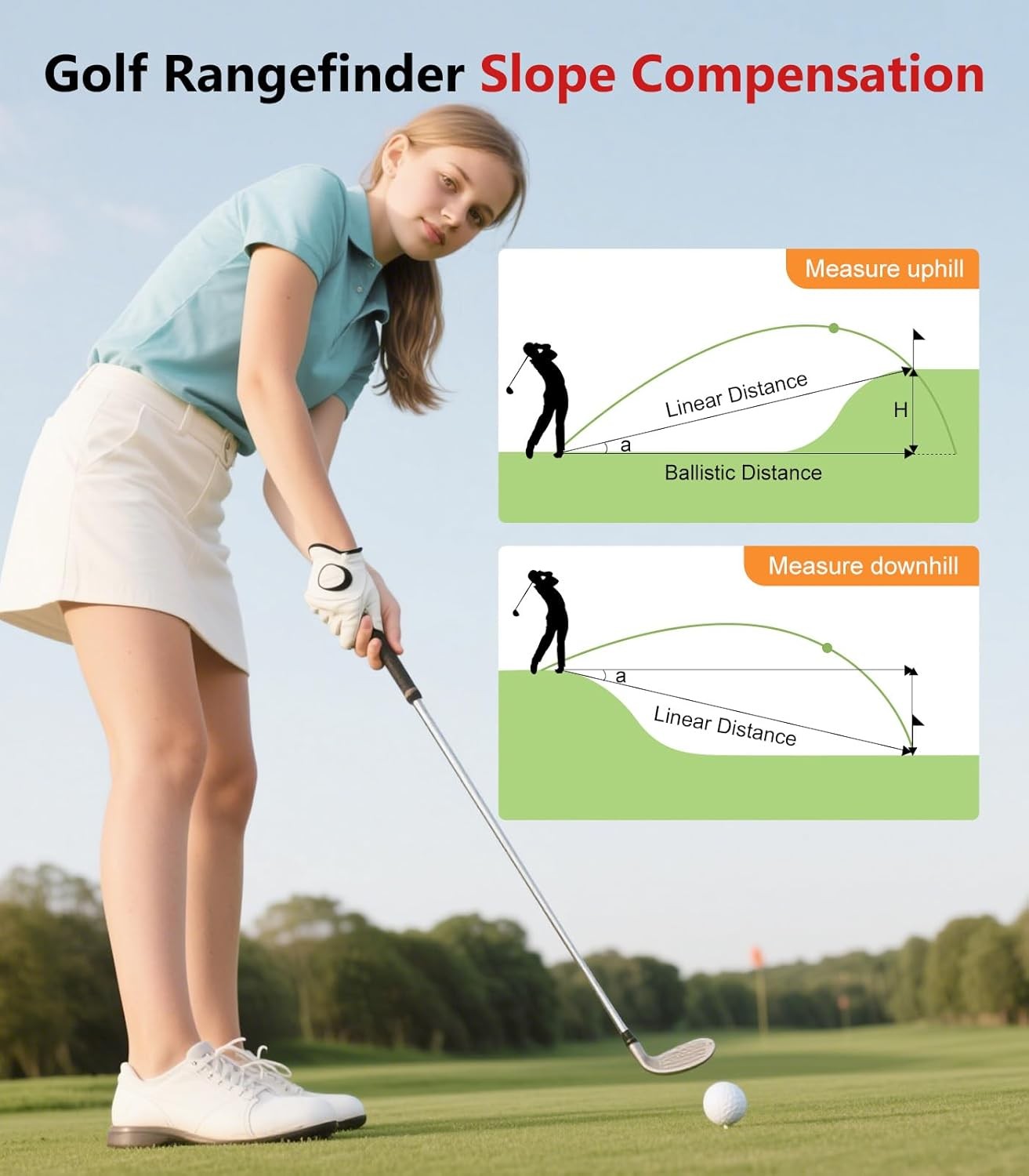 Golf Finder 1200 Yards Slope Flag Lock Vibration Rechargeable