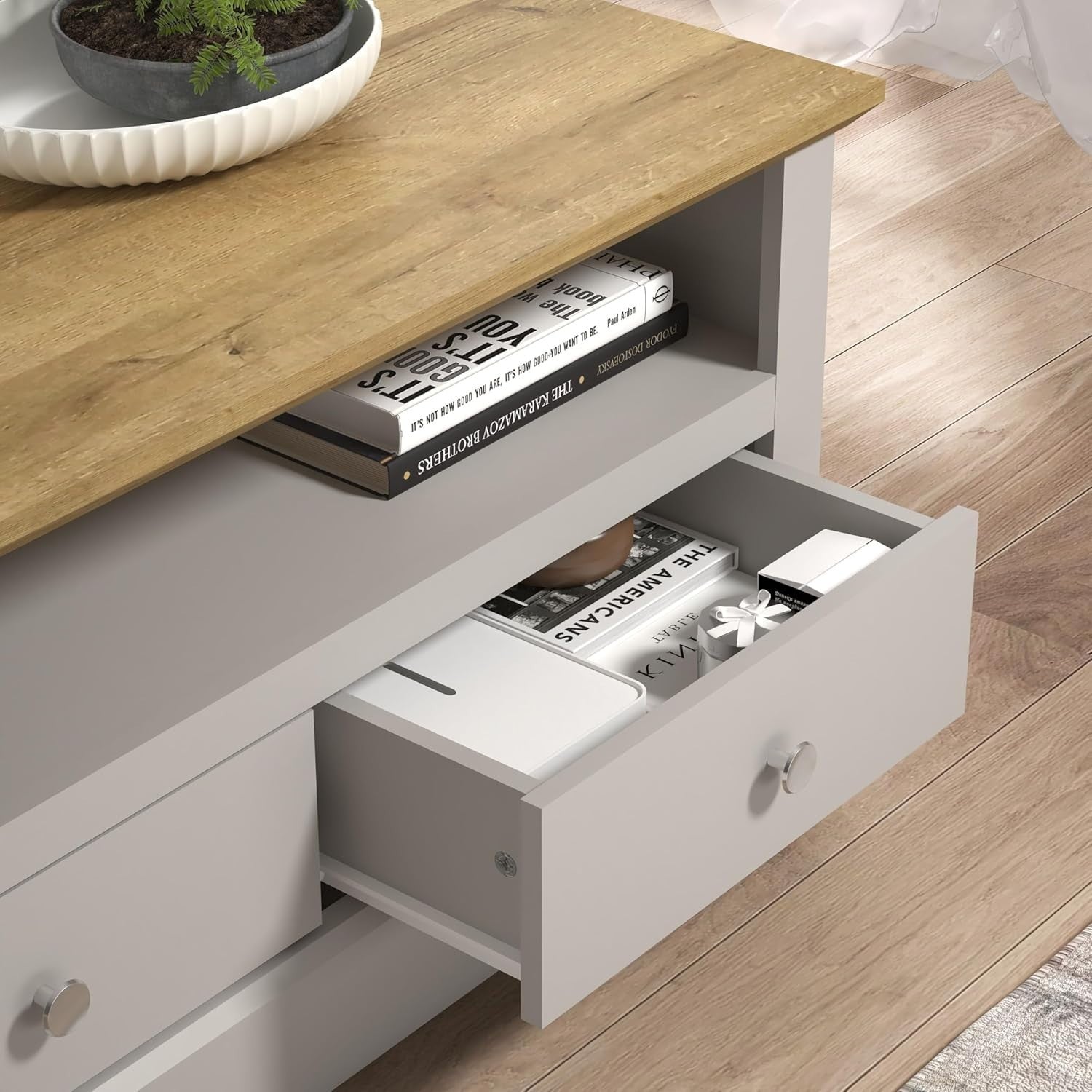Lift Top Coffee Table with Storage Drawers – Modern Space Saver for Living Room