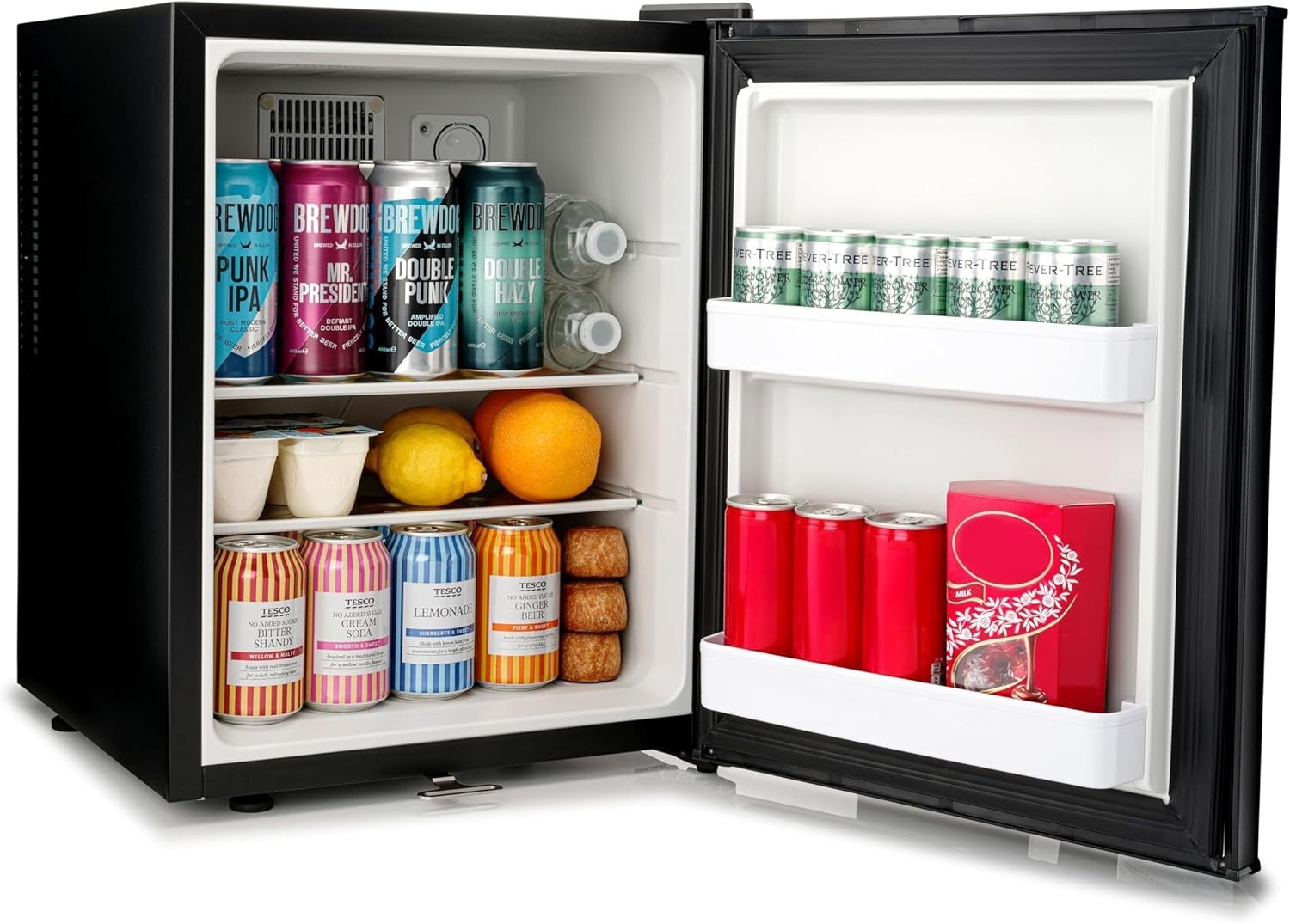 40L Mini Fridge Lockable Quiet Bedroom Hotel Frost Free Black