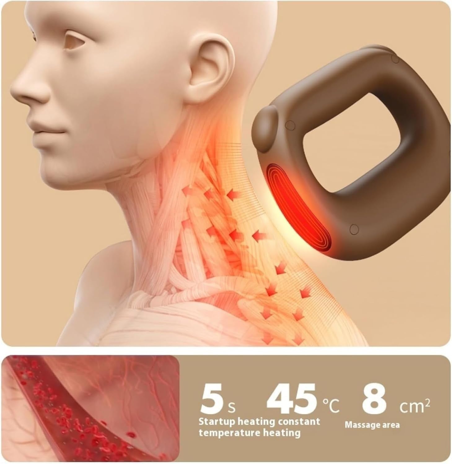 Heated Deep Tissue Massage Gun Quiet Percussion Muscle Pain Relief Tool