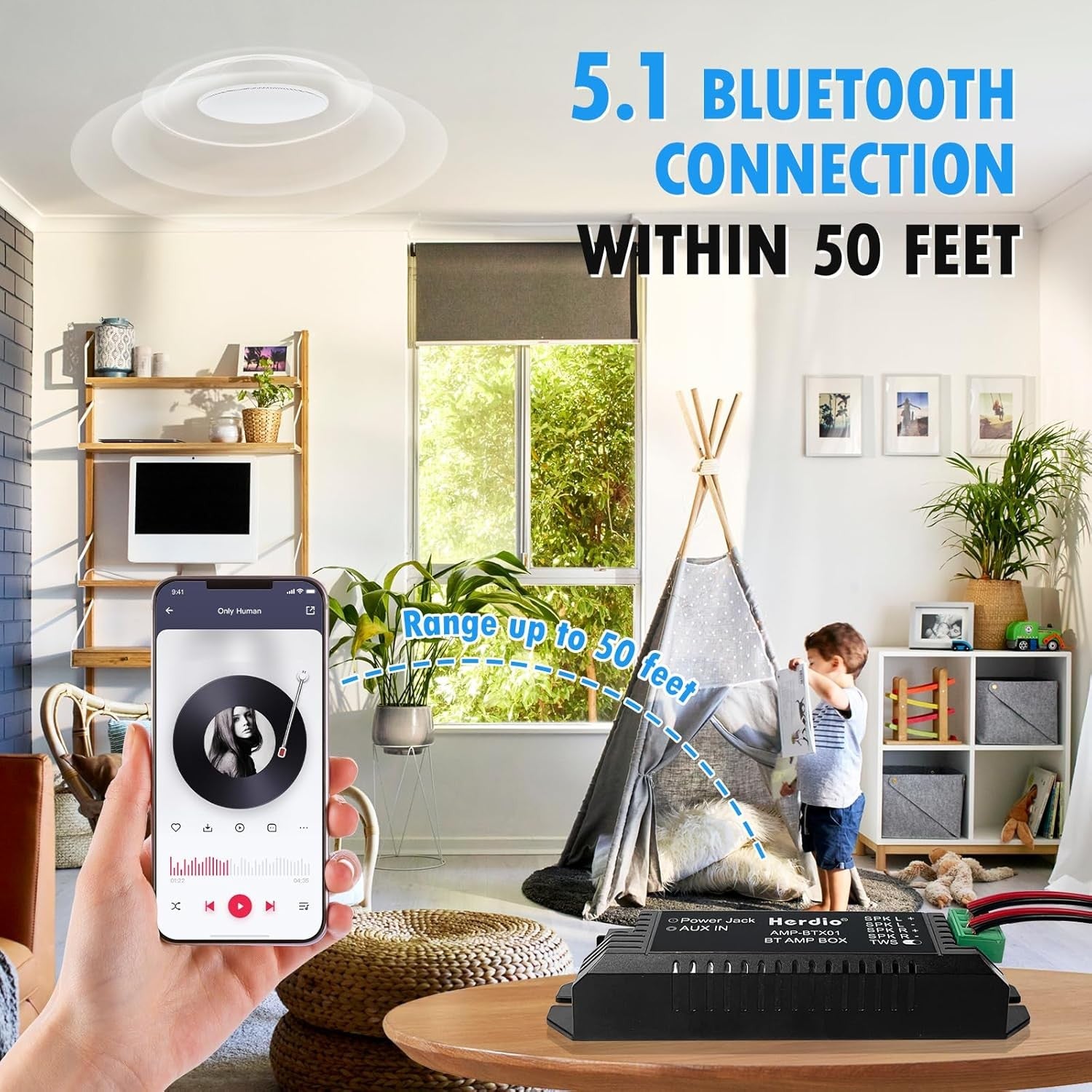 Bluetooth 2.0 Stereo Amplifier Receiver for Passive Speakers AUX