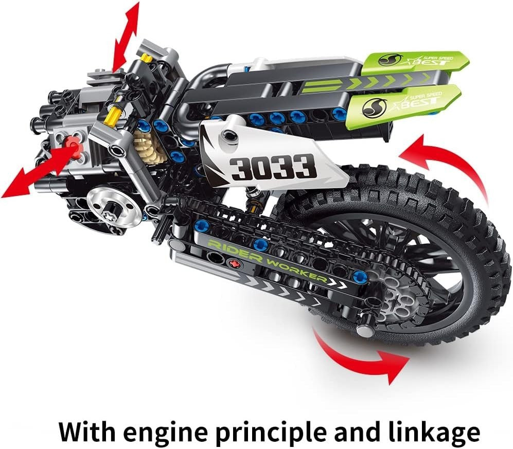 476PCS Dirt Bike Building Kit | Realistic Motorcycle Model | STEM Gift for Kids