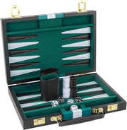 Backgammon Set 11 Inch Travel Board with PU Leather Case Dice Cups