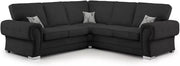 Verona Chesterfield Corner Sofa – Black Suede 2C2 5 Seater Settee Suite