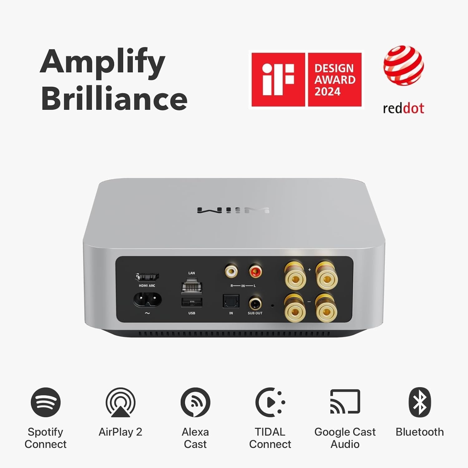 Streaming Amplifier 120W HDMI ARC Multiroom WiFi Bluetooth Voice Control