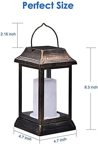 2 Pack Solar Flame Lanterns Outdoor Waterproof Bronze