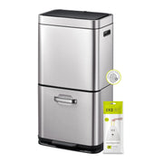 60L Dual Recycling Sensor Bin Stainless Steel 35+25L