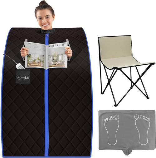 Portable Home Sauna Tent – Infrared Steam Sauna with Chair & Foot Pad
