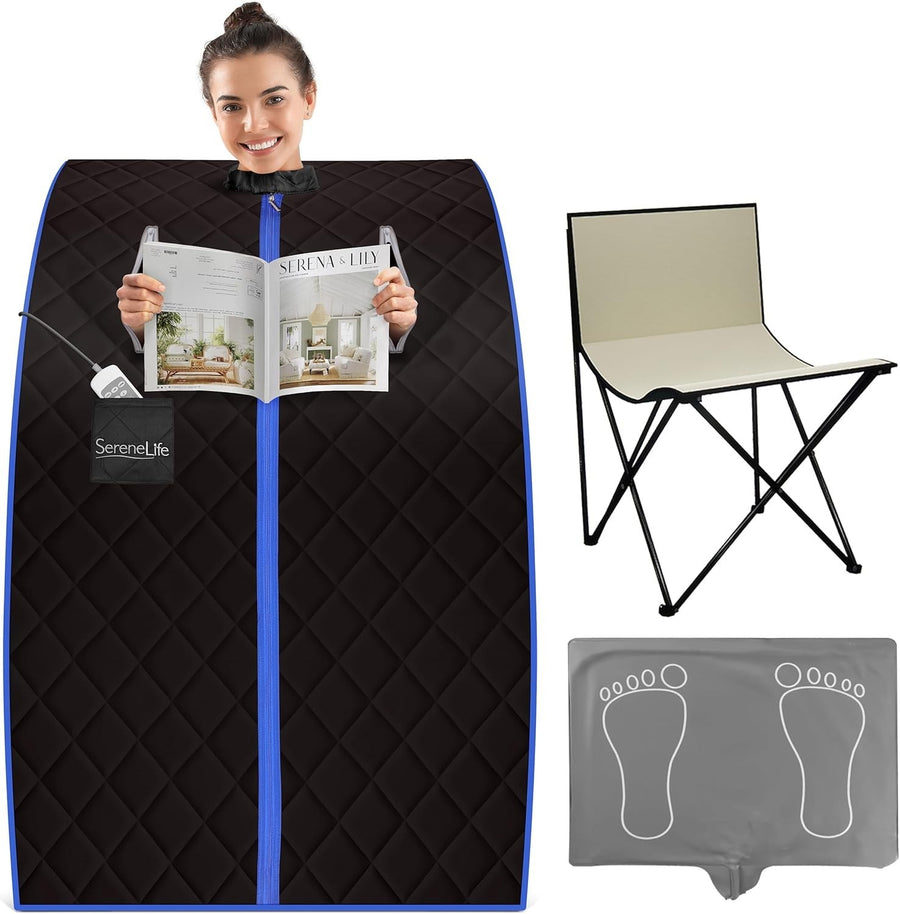 Portable Home Sauna Tent – Infrared Steam Sauna with Chair & Foot Pad