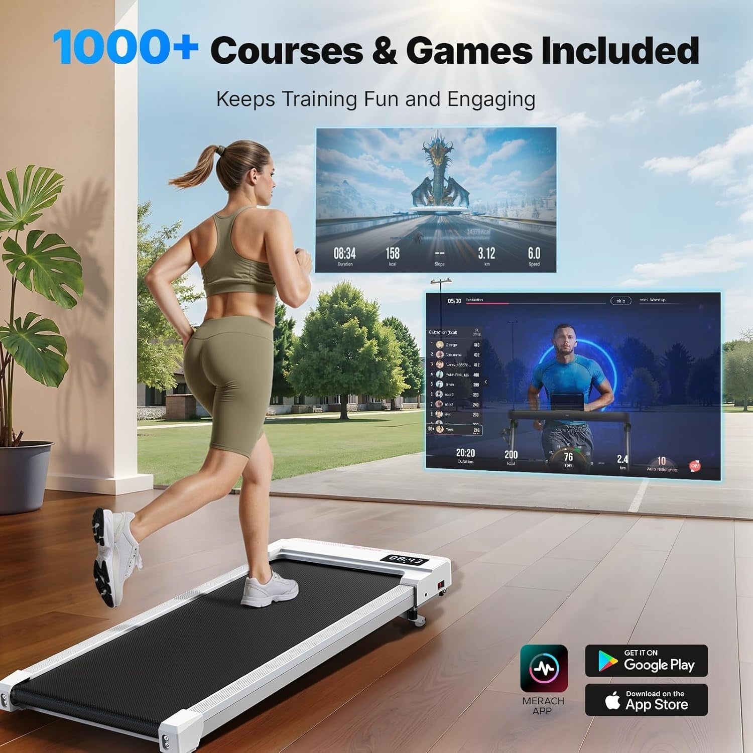 Under Desk Treadmill Walking Pad 5%, Incline Quiet App Remote Home Office