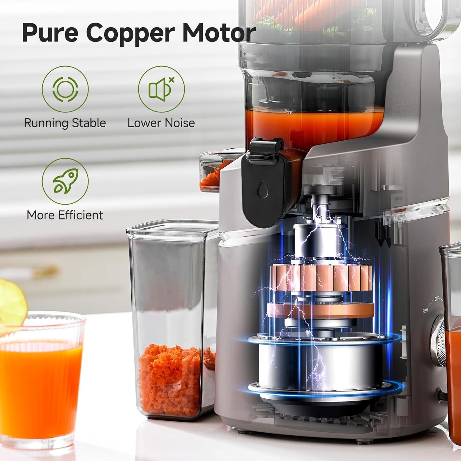 Cold Press Juicer 250W Self Feeding 145mm Opening Large 2L Capacity
