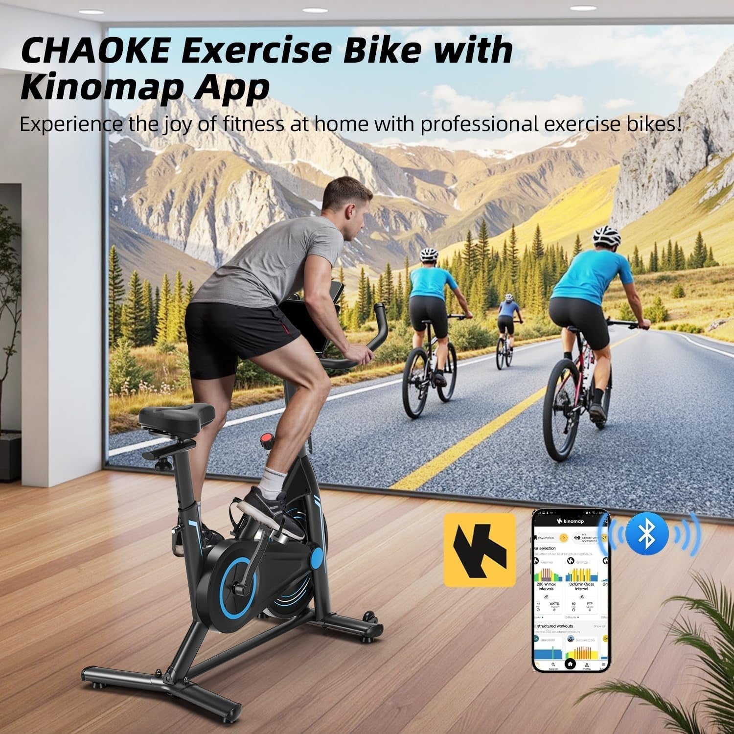 Quiet Magnetic Exercise Bike w/ LCD Display, APP Sync, Tablet Holder 160kg Cap