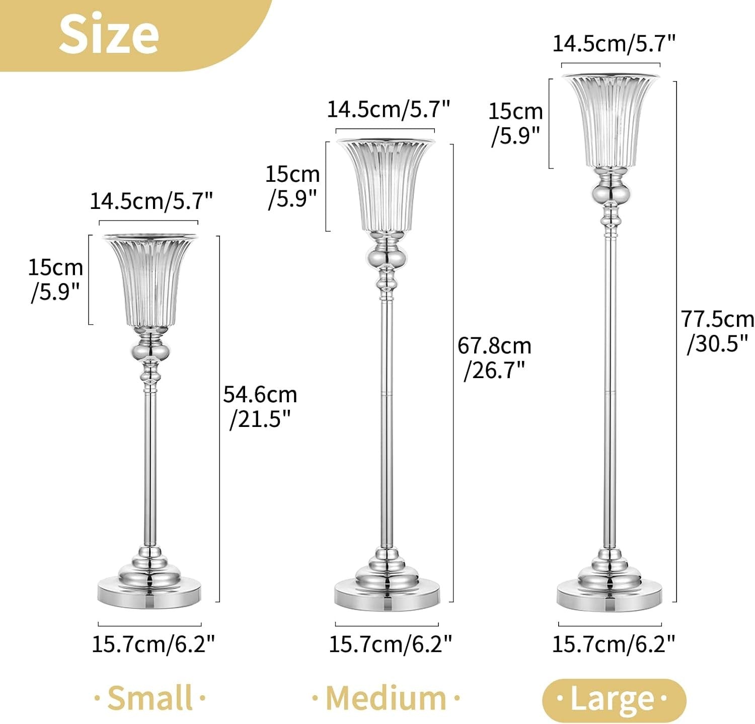 Gold Wedding Table Centrepiece Trumpet Vase Stands 77.5cm Set of 2
