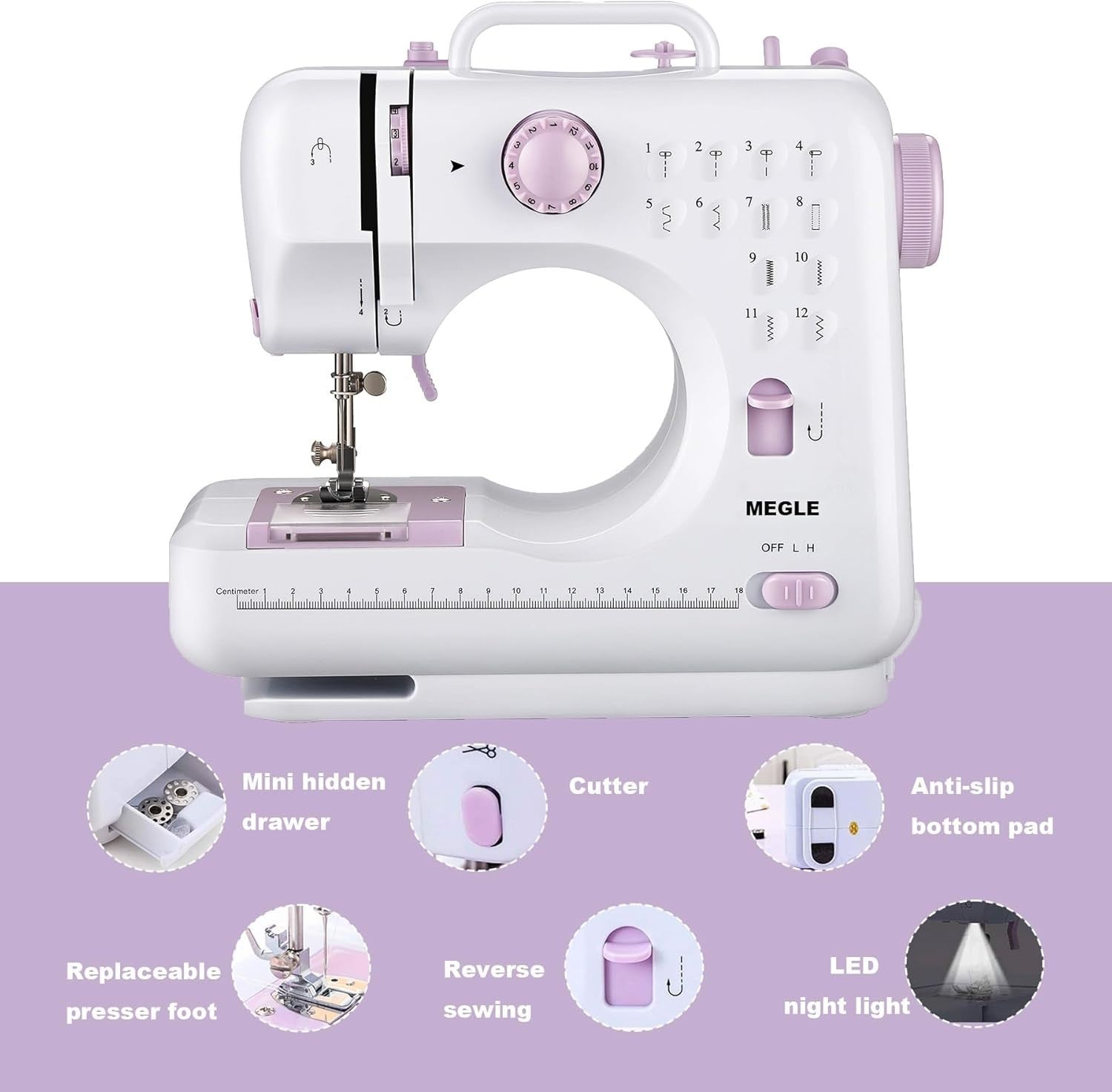 12 Stitch Sewing Machine Foot Pedal Double Speed Beginner Kids