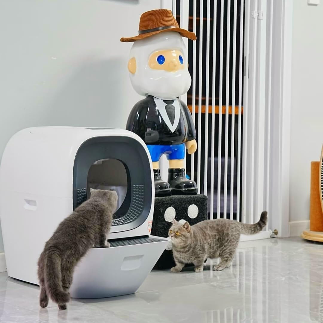 80L Self Cleaning Cat Litter Box Auto Refill 5G WiFi Multi Cat