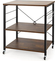 Kitchen Bakers Rack Rolling Cart Microwave Stand 3 Tier Shelves