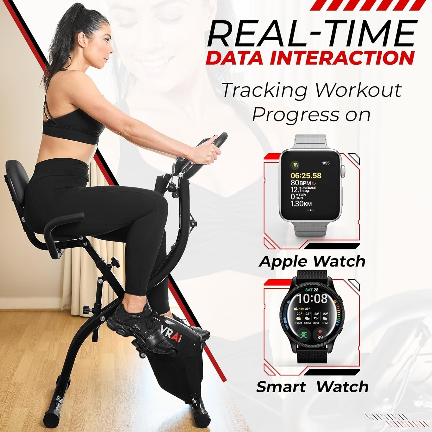 4-in-1 Folding Exercise Bike w/ Auto Magnetic Resistance, App & VR Compatible
