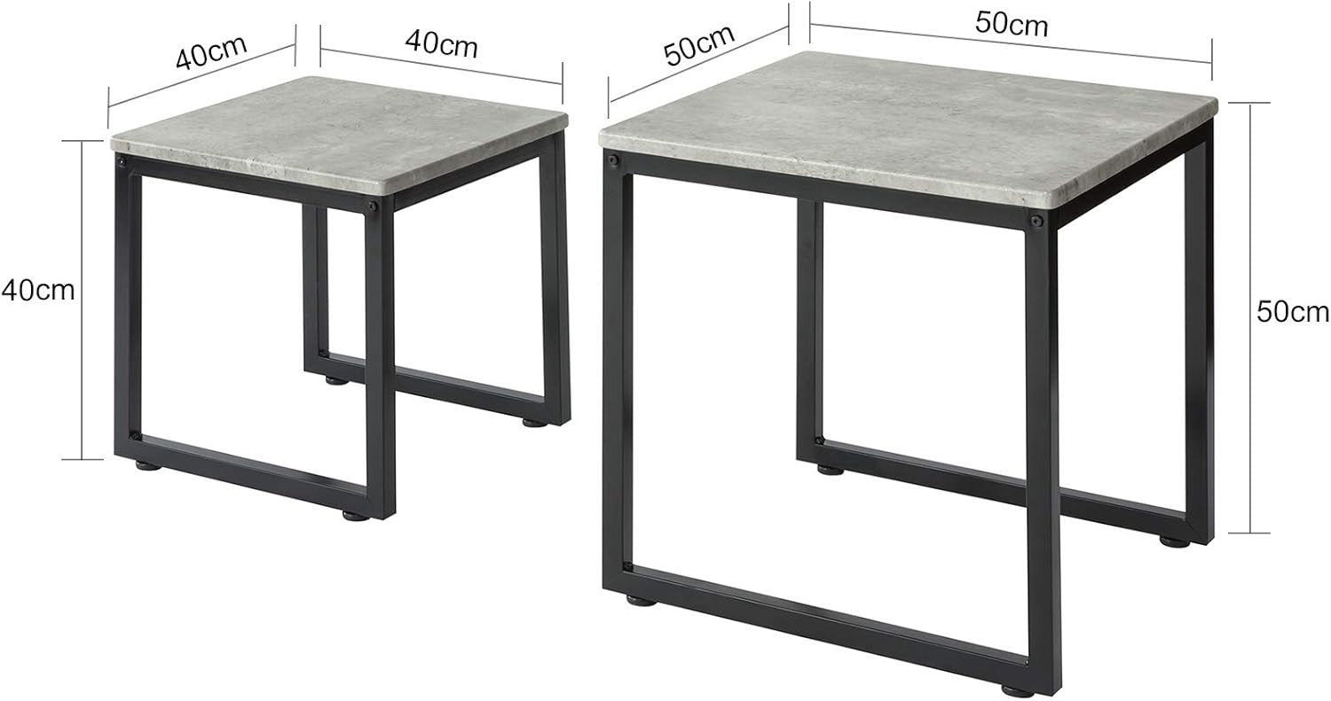 2X Nesting Coffee Table Set Grey/Black End Side Tables Modern Living Room Furnit