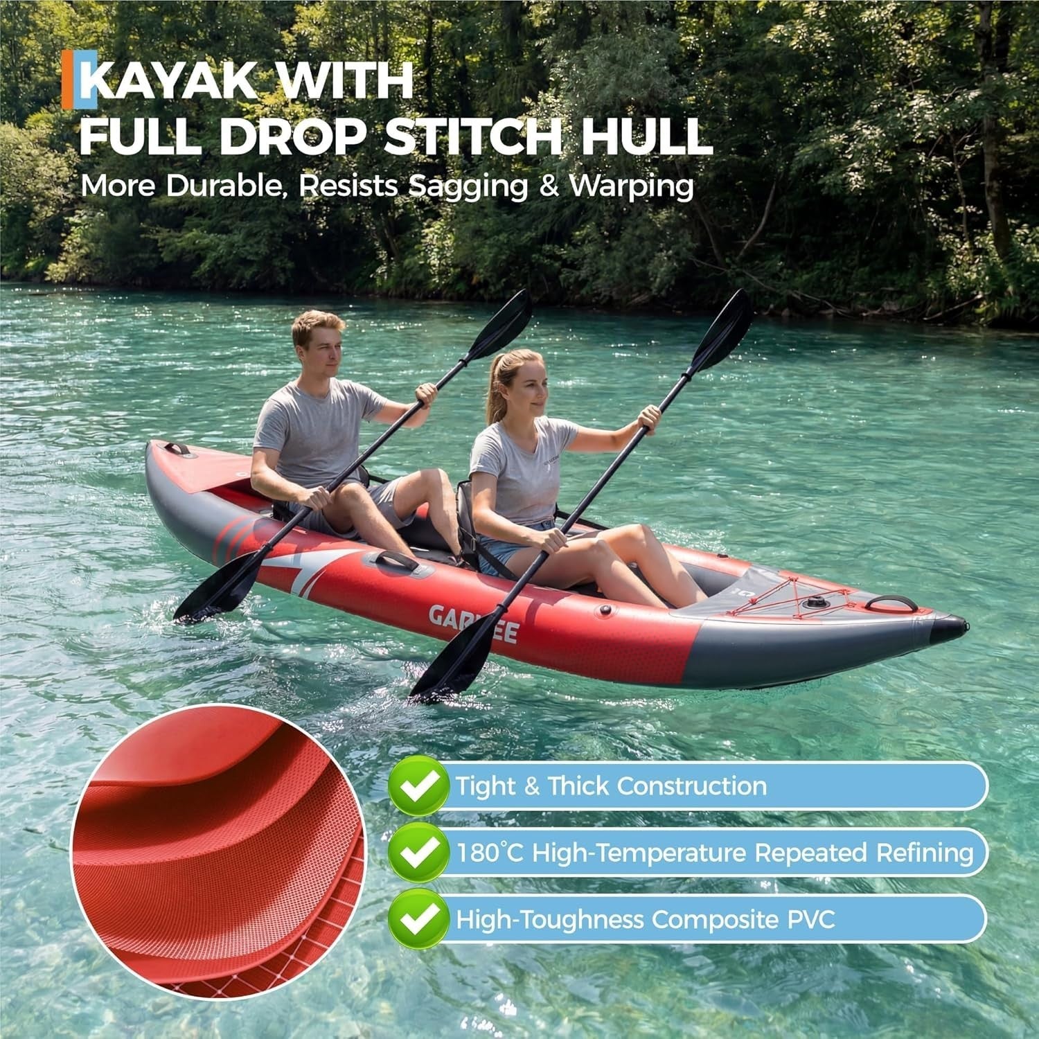 2 Person Inflatable Fishing Kayak w/ Paddles Pump Seats Bag