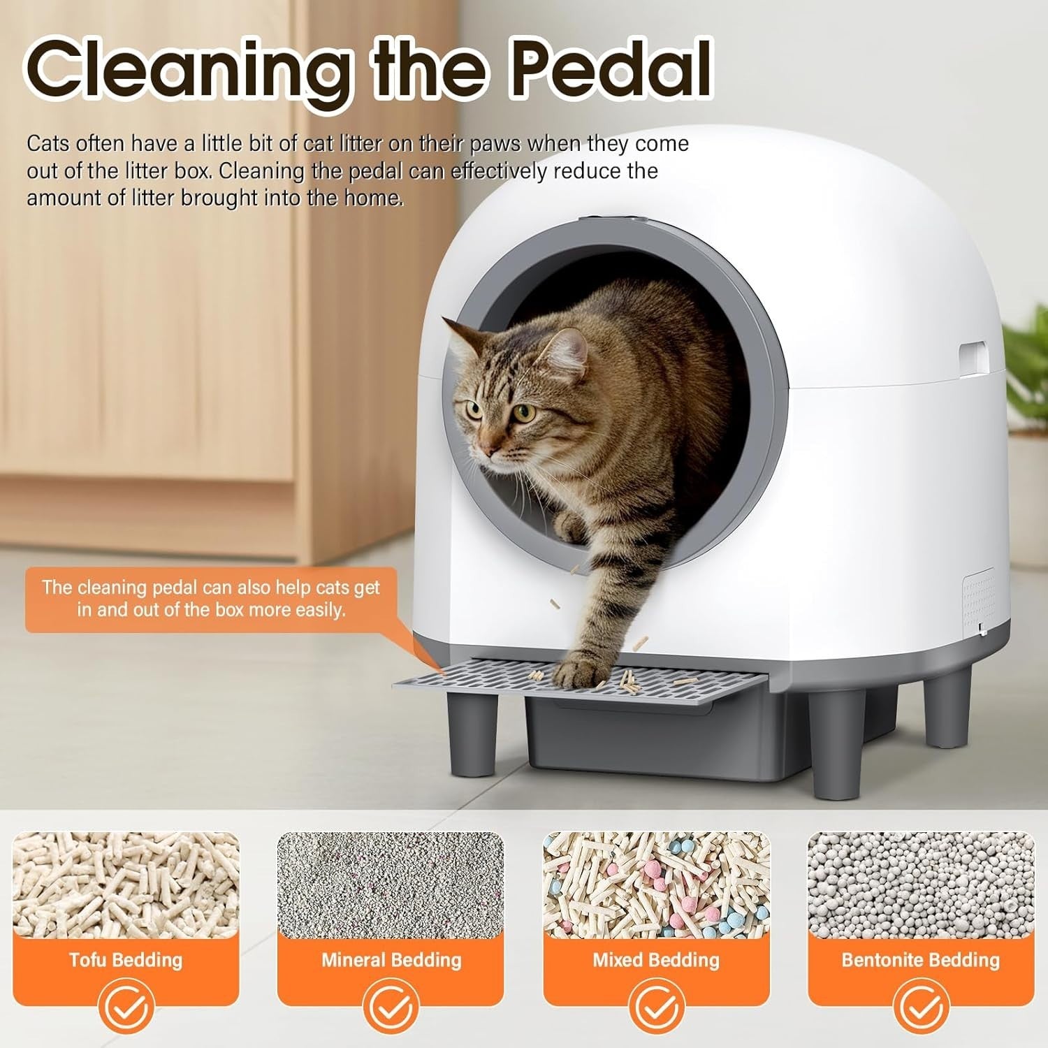 XXL Self Cleaning Cat Litter Box APP Control 80L Multi Cat Quiet