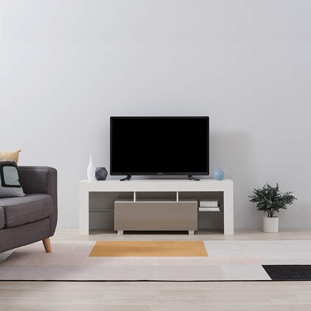 51" LED TV Stand Cabinet Glass Shelves Storage Drawer for 32-55" TVs