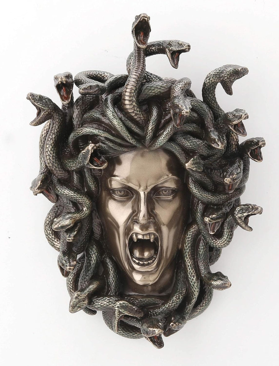 Medusa Wall Sculpture Bronze Finish Greek Gorgon Decor