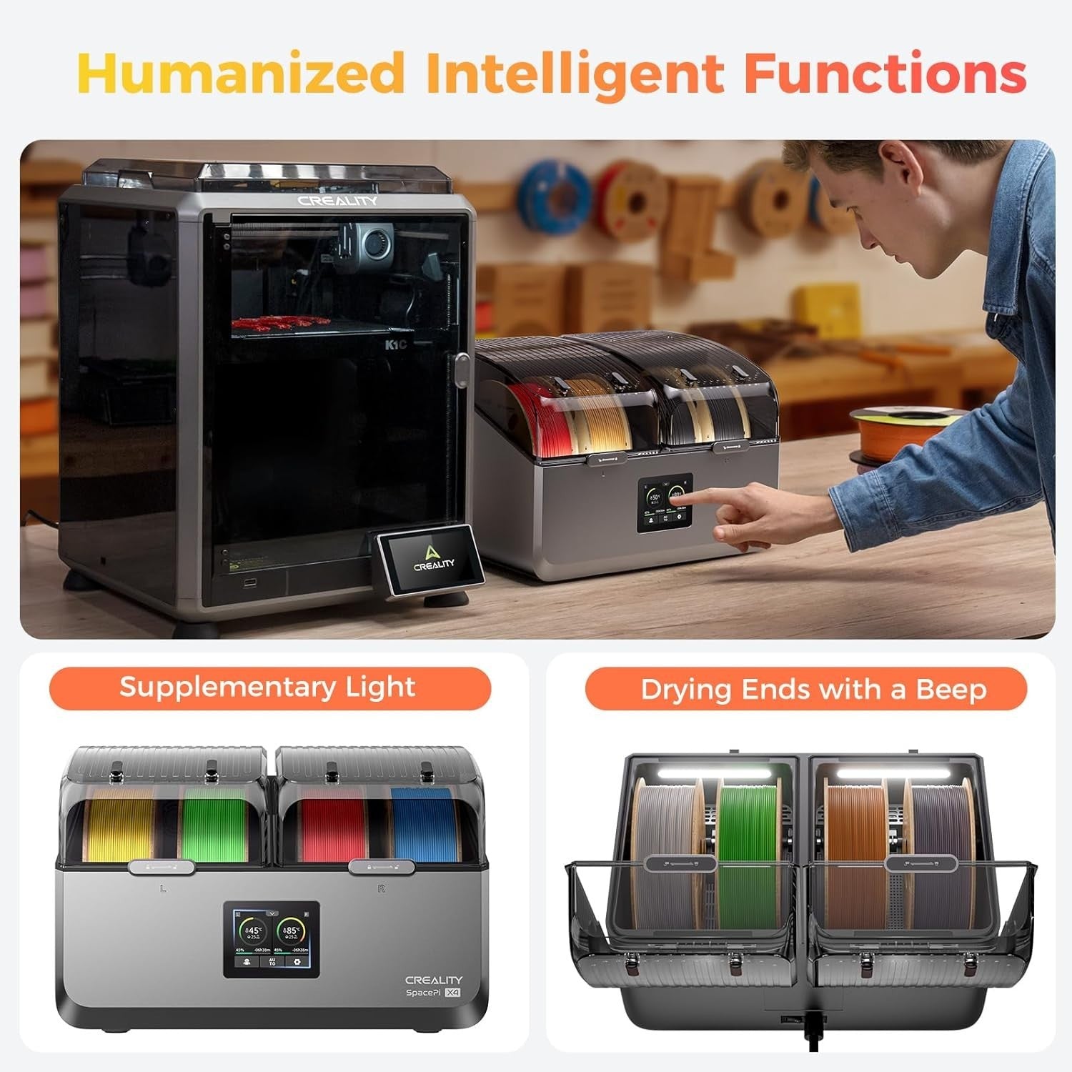 4 Spool Filament Dryer Box 85°C Dual Heater 360° Fast Drying
